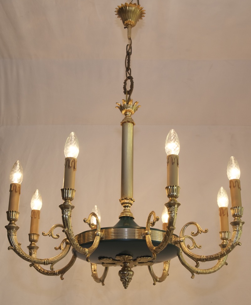 Antik Empire Stil Kronleuchter Messing Decken Lampe Leuchte Überholt 8