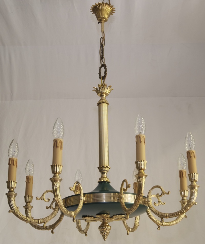 Antik Empire Stil Kronleuchter Messing Decken Lampe Leuchte Überholt 8