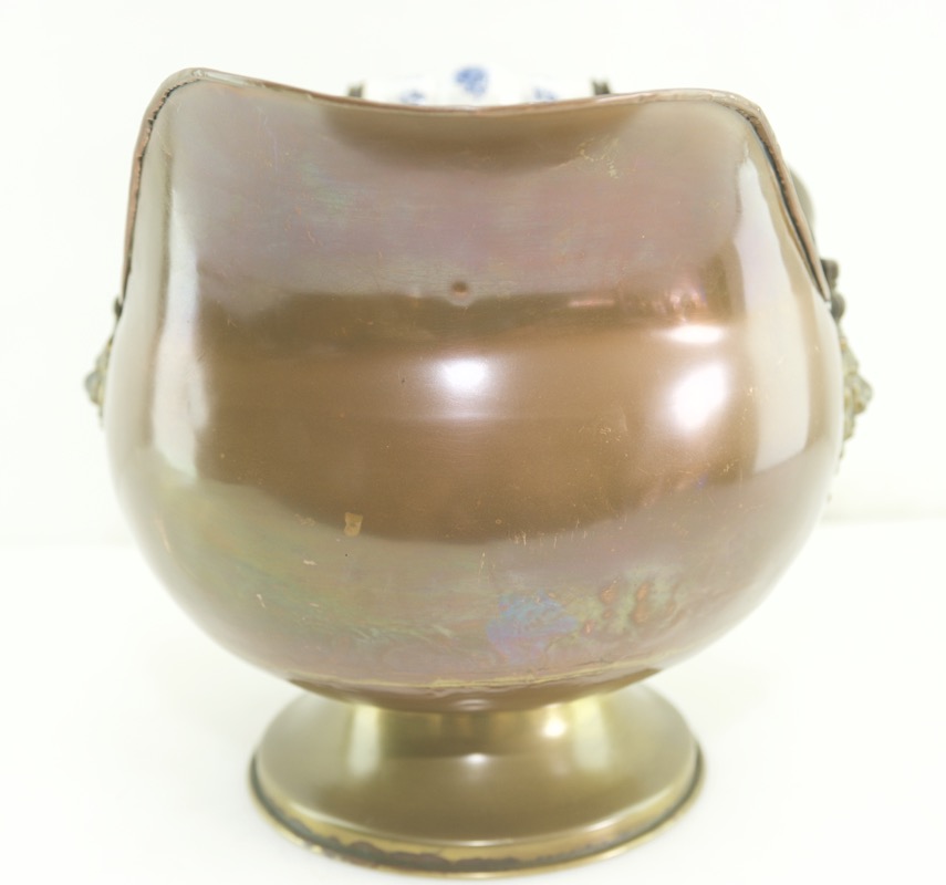 Antik Kübel Kupfer Messing Holzwiege Pelletschütte Blumenübertopf Brass