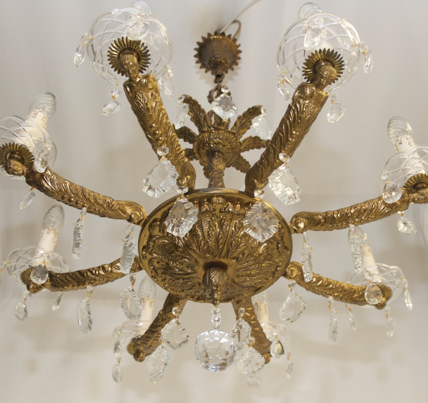 Antik Stil Kronleuchter Messing Kristall Lüster Decken Lampe French